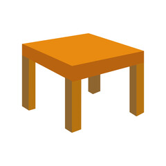 Premium isometric wooden table. Illustration of cute cartoon of table.