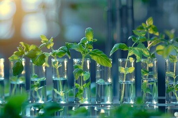Vibrant Seedlings Growing in Laboratory Glassware