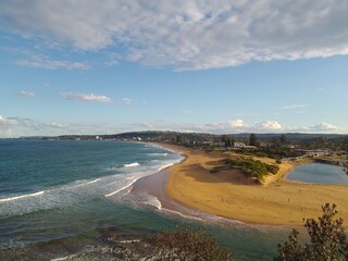 Panoramic view of the beach at Narrabeen, in Sydney, Australia
