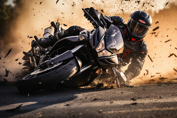 AI generated image of moto bike collision motorcycle crash day accident