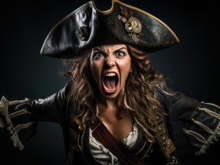 Fierce pirate woman shouting