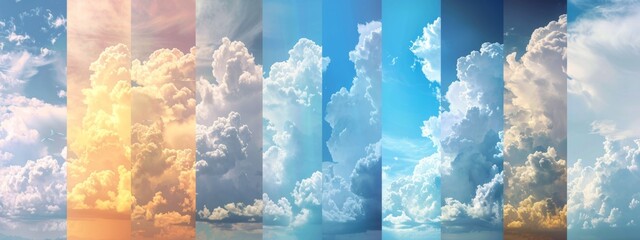 Charts showing the different types of clouds.