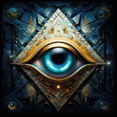 Mystical eye of providence in ornate architectural frame
