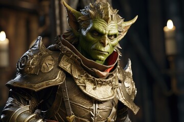 Fierce fantasy warrior with horns and armor