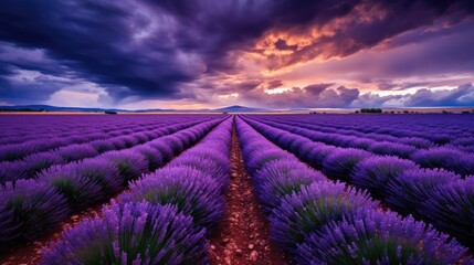 Stunning lavender field at sunset