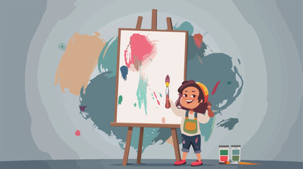 Banner for Opposite Day with little painter on grey 