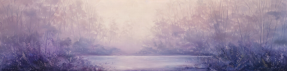 Soft, ethereal shades of lavender and rose blend seamlessly on the canvas, punctuated by gentle...