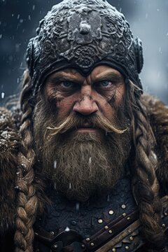 Fierce Viking warrior in the snow