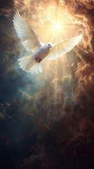 Graphic Design: Ascending Dove Symbol, the Ascension of Christ, the ascension of Jesus into heaven, a festival celebrated by Christians.