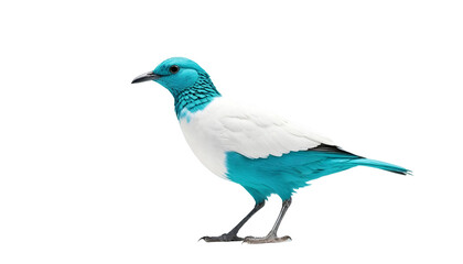 Obraz premium A white and turquoise bird with a black beak - bare-throated bellbird on Transparent Background 
