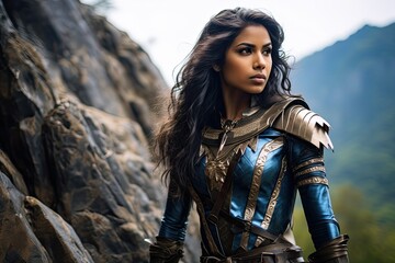 Obraz premium Powerful female warrior in fantasy armor