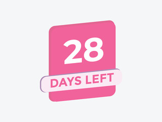 28 days to go countdown template. 28 day Countdown left days banner design. 28 Days left countdown timer
