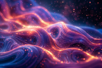 Abstract Waving Particle Technology Background with light effect.