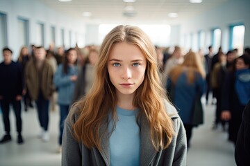 Obraz premium young woman in crowd