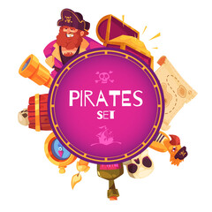 Pirate adventure background in flat design