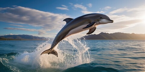 Obraz premium Majestic Dolphin Leaping from Turquoise Waves