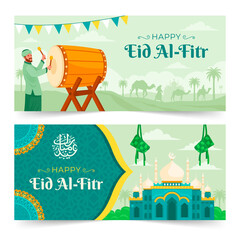 Eid al-fitr banners in flat design
