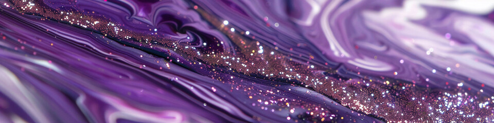 Royal violet marble ink sweeps gracefully over a mesmerizing abstract scene, adorned with twinkling...