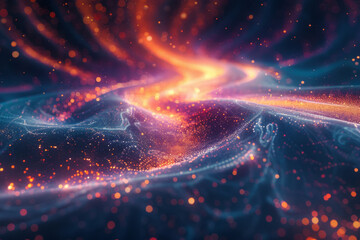 Abstract Waving Particle Technology Background with light effect.
