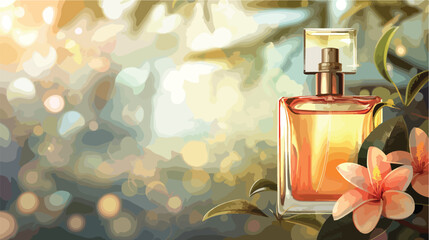Beautiful transparent bottle of perfume