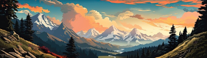 Breathtaking mountain landscape at sunset