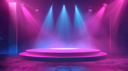 Podium with lighting, stage podium scene