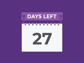 27 days to go countdown template. 27 day Countdown left days banner design. 27 Days left countdown timer
