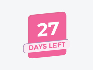 27 days to go countdown template. 27 day Countdown left days banner design. 27 Days left countdown timer
