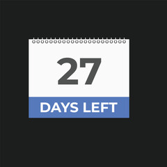 27 days to go countdown template. 27 day Countdown left days banner design. 27 Days left countdown timer
