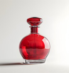 A red glass perfume bottle with no label