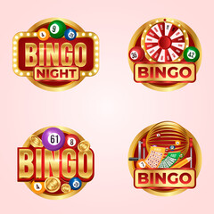 Realistic bingo game label set