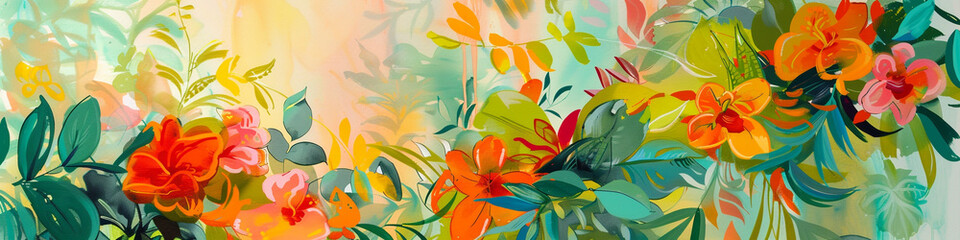 Radiant hues of citrine and coral intertwine on the canvas, accented by splashes of tangerine and...