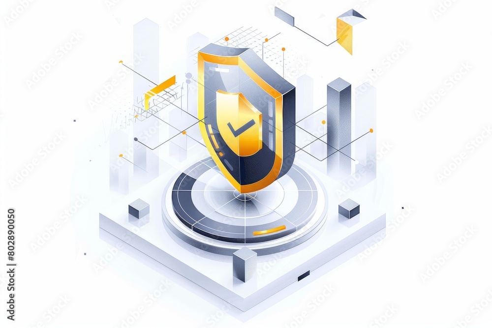 Poster ransomware prevention in secure networks: protect with technology, cybersecurity server background.
