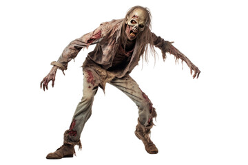 Ghastly Ghoul Rises From the Graves. On a White or Clear Surface PNG Transparent Background.