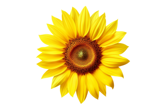 Radiant Sunburst: A Yellow Sunflowers Ecstatic Dance. On a White or Clear Surface PNG Transparent Background.