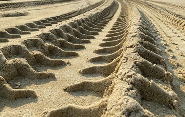 Close-up of tire tracks in the sand 1