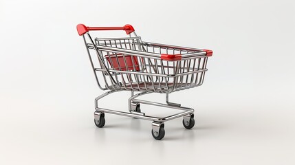 3D rendering of a shopping cart placed over a white background, complete with a vector clipping path.