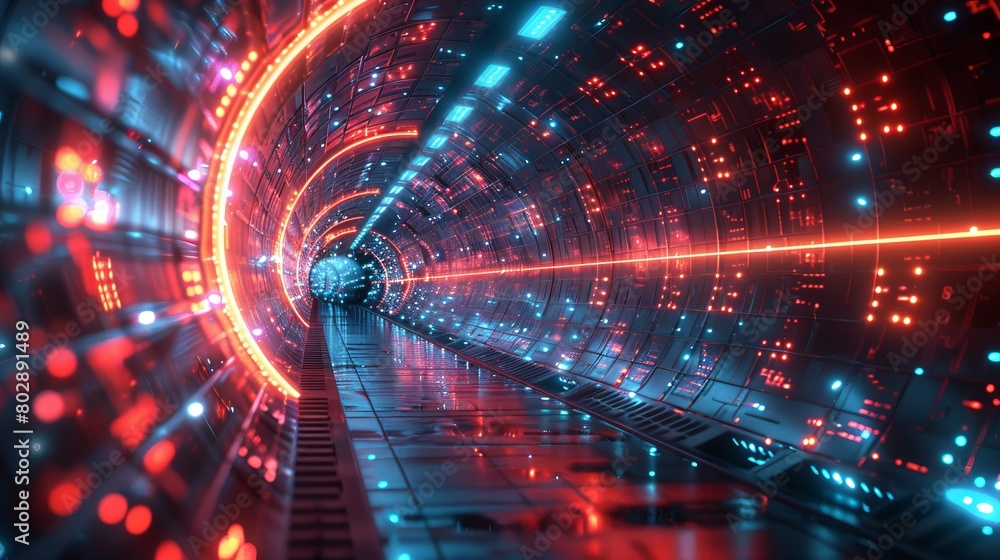 Poster a 3d futuristic circuit background, designed as a motion graphic for abstract data centers, servers,