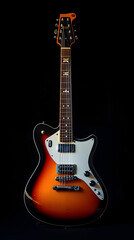 Sunburst Electric Guitar with Rosewood Fretboard and White Pickguard - Closeup Detail