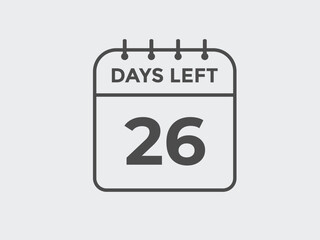 26 days to go countdown template. 26 day Countdown left days banner design. 26 Days left countdown timer
