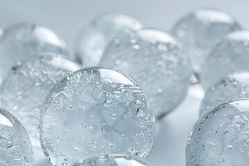 Frosted glass balls on a background of cool grey tones