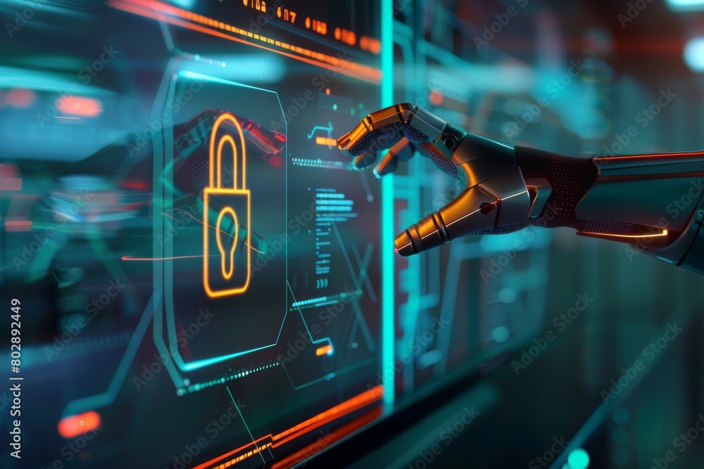 Poster strong server protection ensures robust privacy and shields data with futuristic illustrations and a