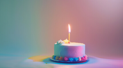 Birthday cake with colorful candle
