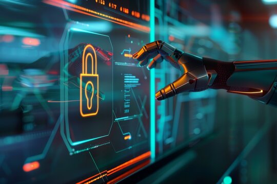 Strong server protection ensures robust privacy and shields data with futuristic illustrations and an anti-virus encryption key.