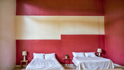 Apartment Modern bedroom red wall