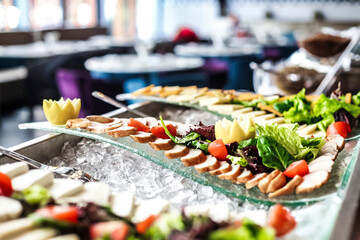 Close Up of a Tray of Food on a Table