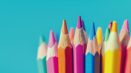 close up of an assortment of colored pencils tips - Powered by Adobe