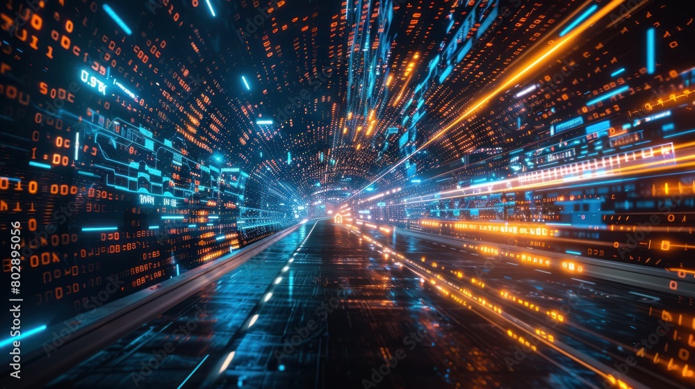 Poster digital, where the combination of data science and technology drives progress. driving society to ne