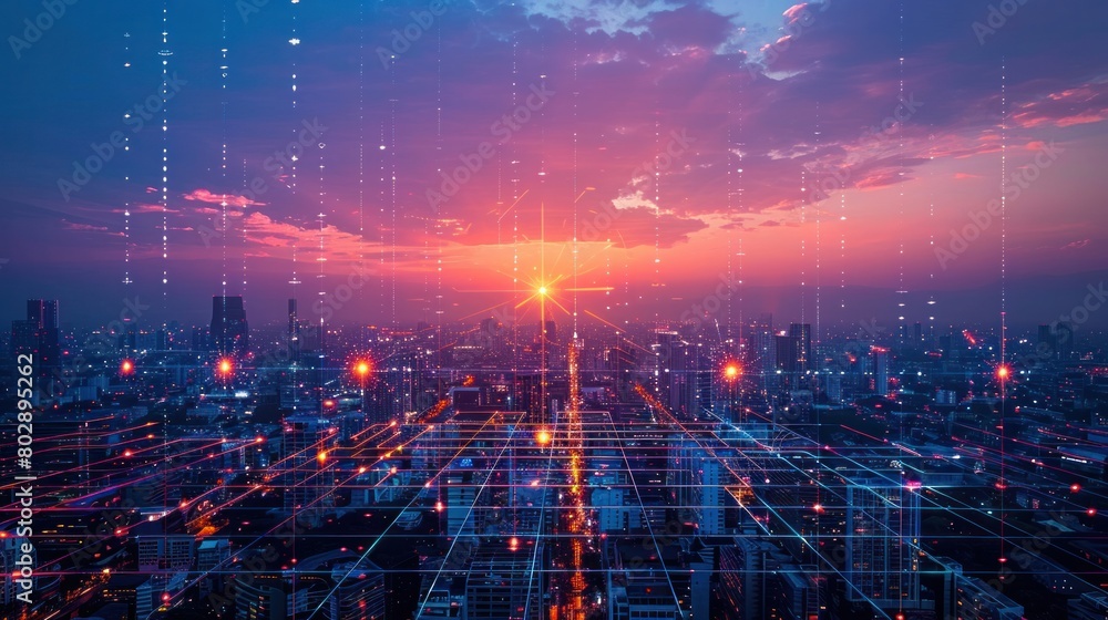 Poster digital, where the combination of data science and technology drives progress. driving society to ne