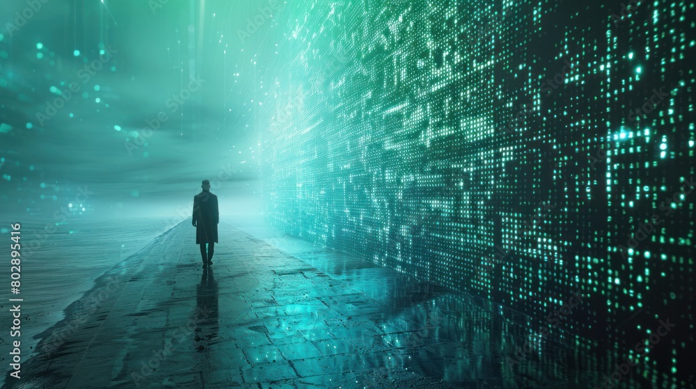 Poster digital, where the combination of data science and technology drives progress. driving society to ne